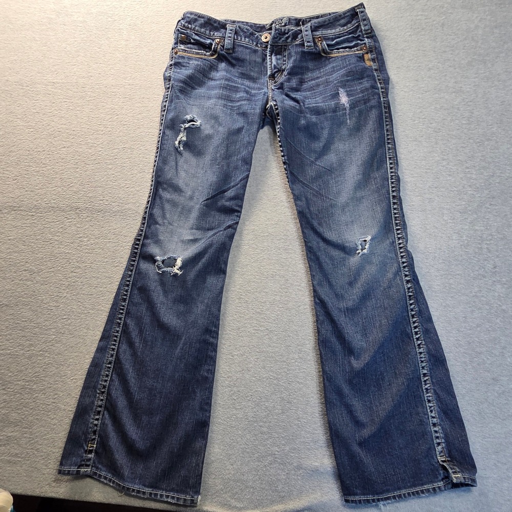 Silver Jeans Frances Bootcut Jeans Womens W31 L31 Low Rise Distressed Blue Denim